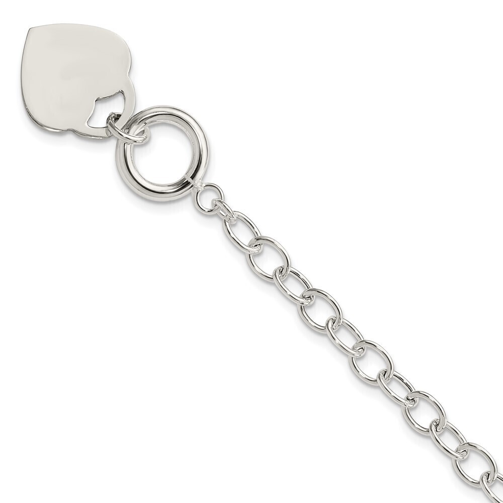 Kazi Luxury Sterling Silver Oval Link Engraveable Heart Bracelet